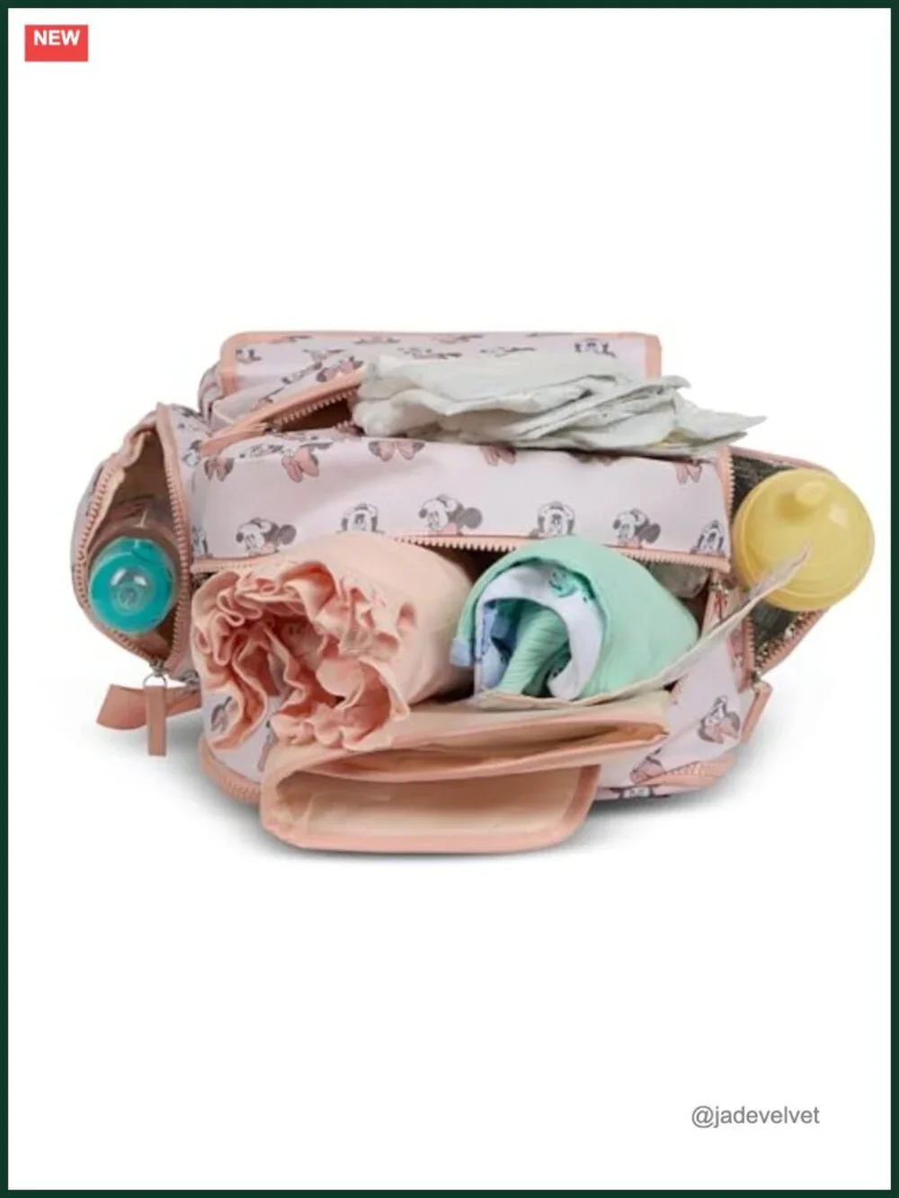 Minnie Mouse Diaper Bag Backpack Nylon Insulated Bottle Holders Changing Pad